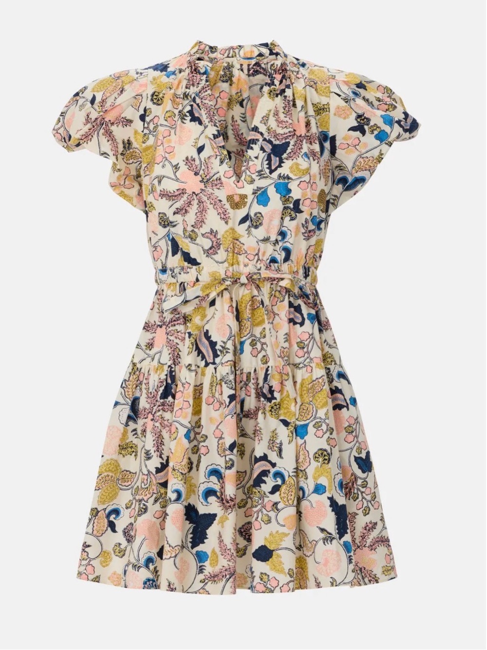 NWT Size 4 Ulla Johnson Pink Paisley Mini Dress with Navy & Mustard Accents